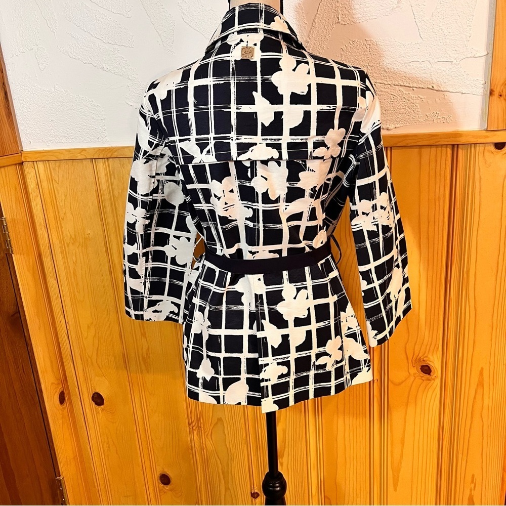 Carolina Herrera Window Pane Print Short Raincoat Sz-S - Picture 5 of 11
